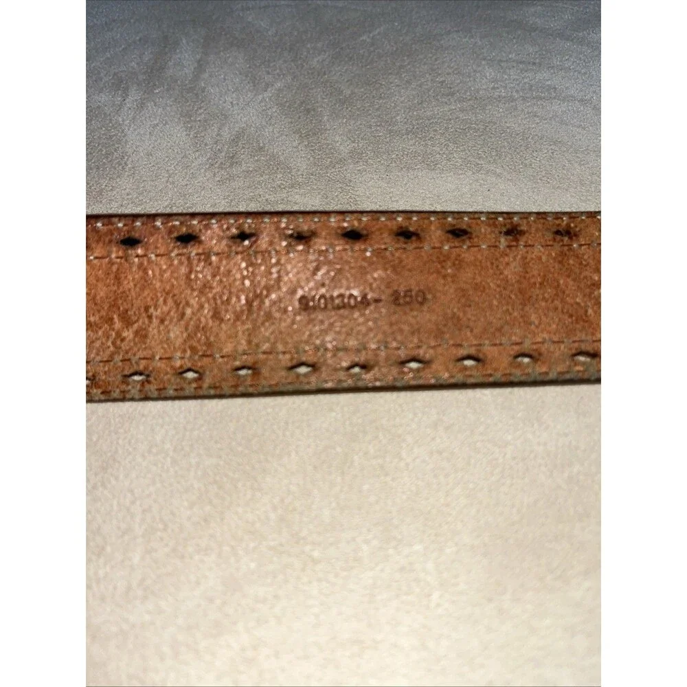 Lauren Ralph Lauren Tooled Brown Leather Belt Flower Pattern Women SZ‎ L 9101304